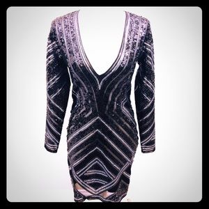 Express black and silver sequins dress.